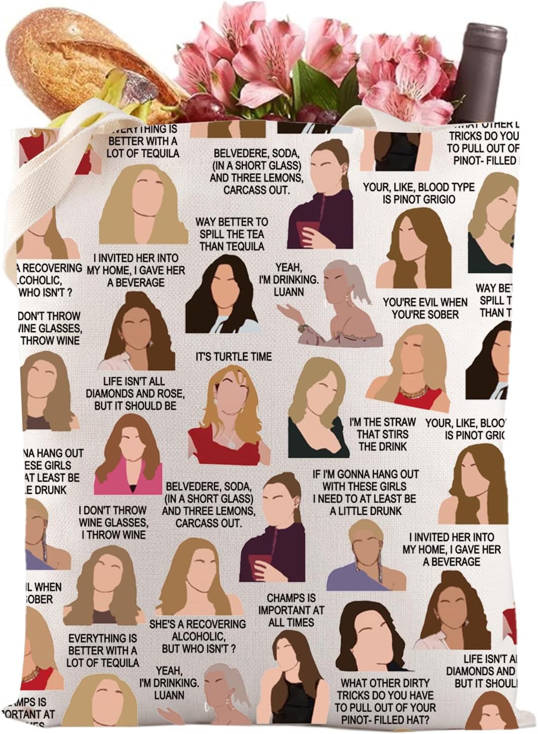 Gzrlyf RHONY Tote Bag New York Housewives TV Show Gift RHONY Gift Reality Tv Show Fans Reusable Bag