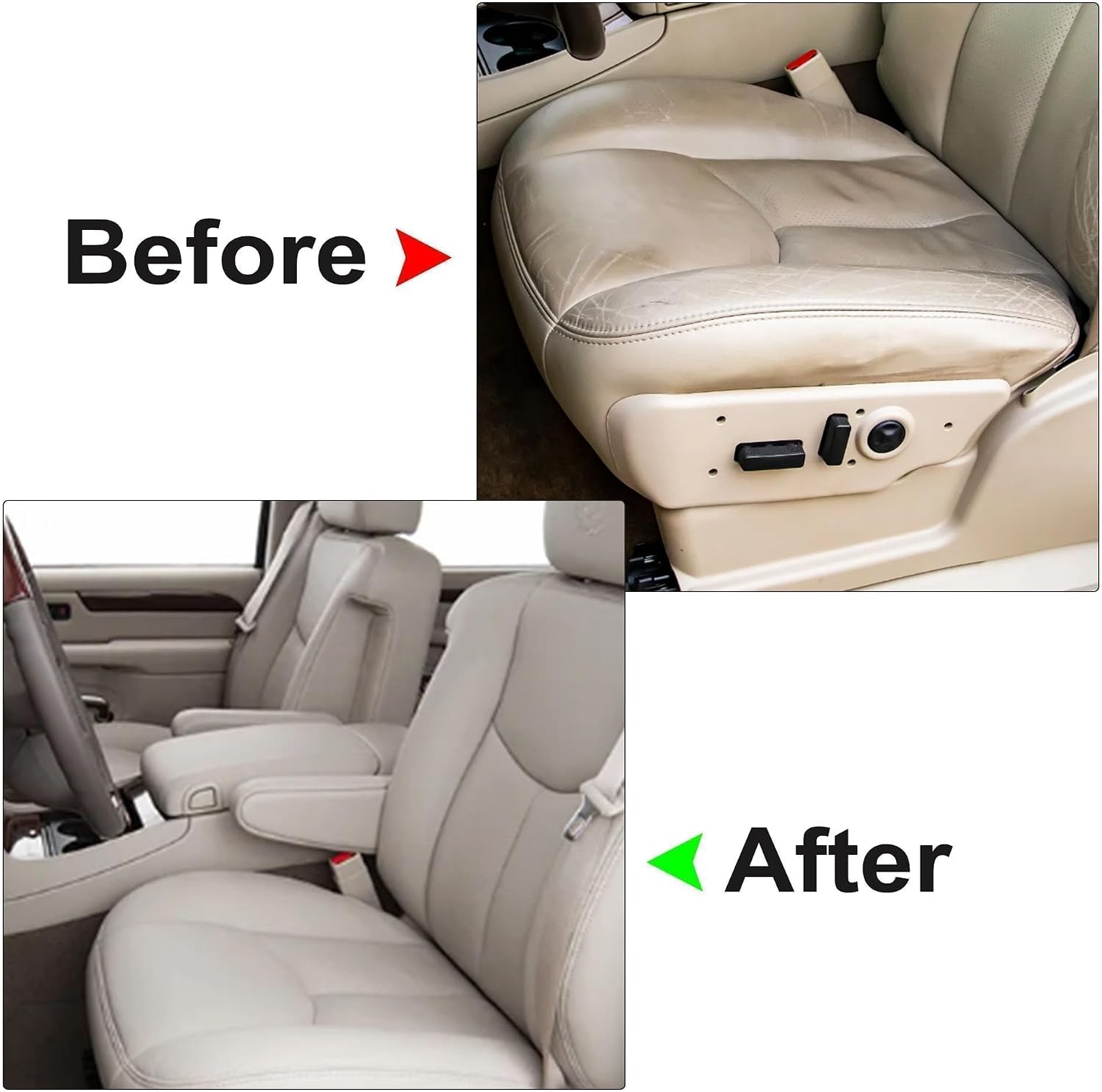 GXARTS Driver Side Bottom Replacement Perforated Leather Seat Cover Tan #152 Compatible with Cadillac Escalade ESV EXT Base Sport 2003 2004 2005 2006
