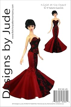Designs by Jude Night at The Opera Doll Clothes Sewing Pattern for 16" Sybarite Fashion Dolls