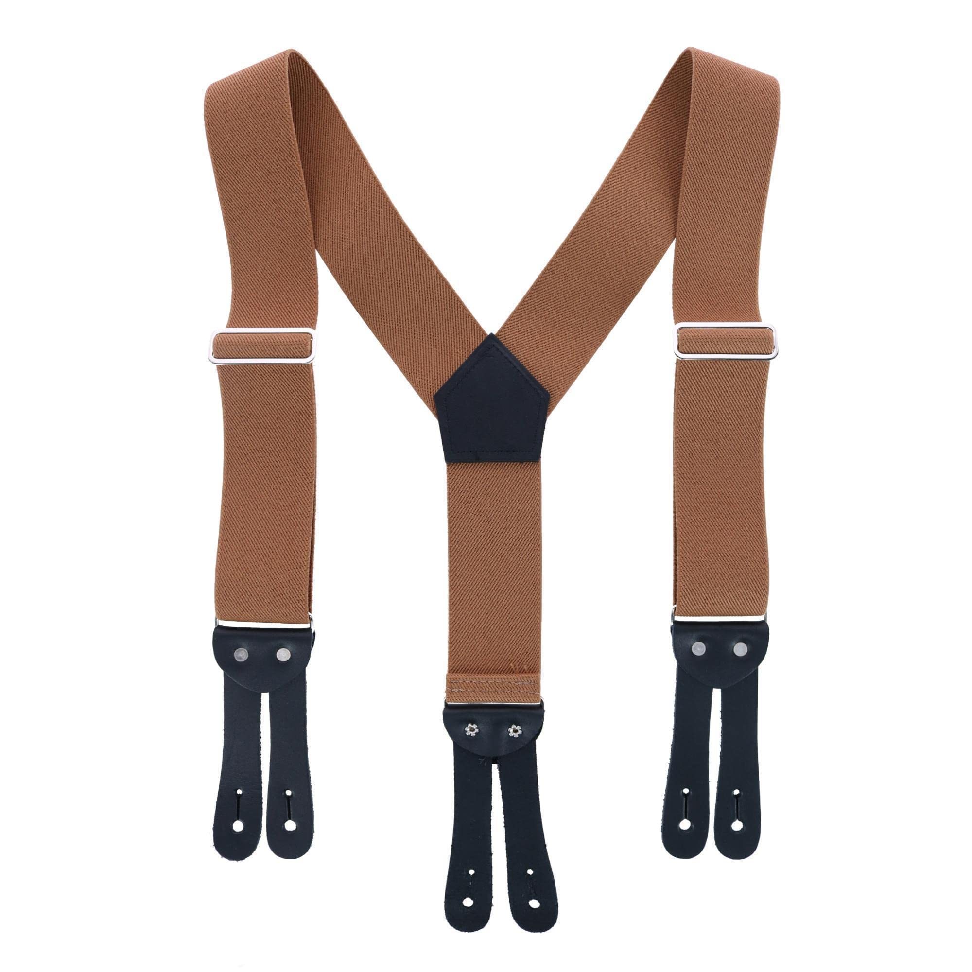 Men's Big & Tall Elastic Button-End Y-Back 2 Inch Work Braces, Tall, Tan