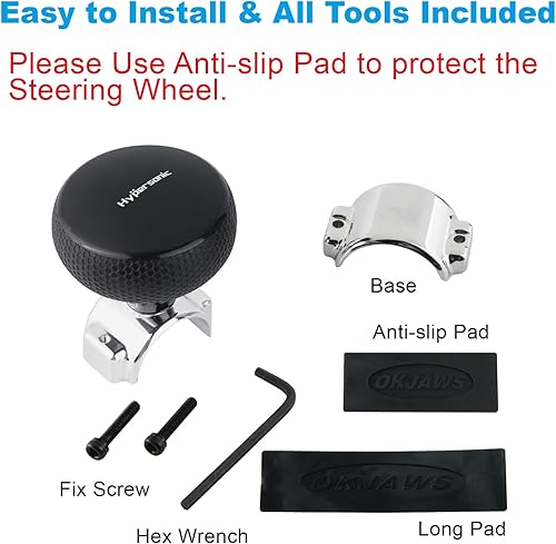 Miniatura 5 de Hypersonic Pomo giratorio grande para volante, bola giratoria para volante de vehículo, perilla suicida duradera para automóvil, SUV, camiones,