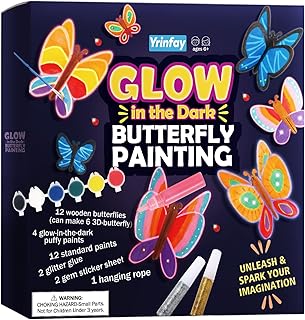 Yrinfay Glow in The Dark Butterfly Painting Kit, Teen Girl Gifts for 6-8 8-10 Year Old, Arts and Craft Kit for Kids Age 7 8-12, Toys for Boy & Girls 5-7 8 9 10 11 12