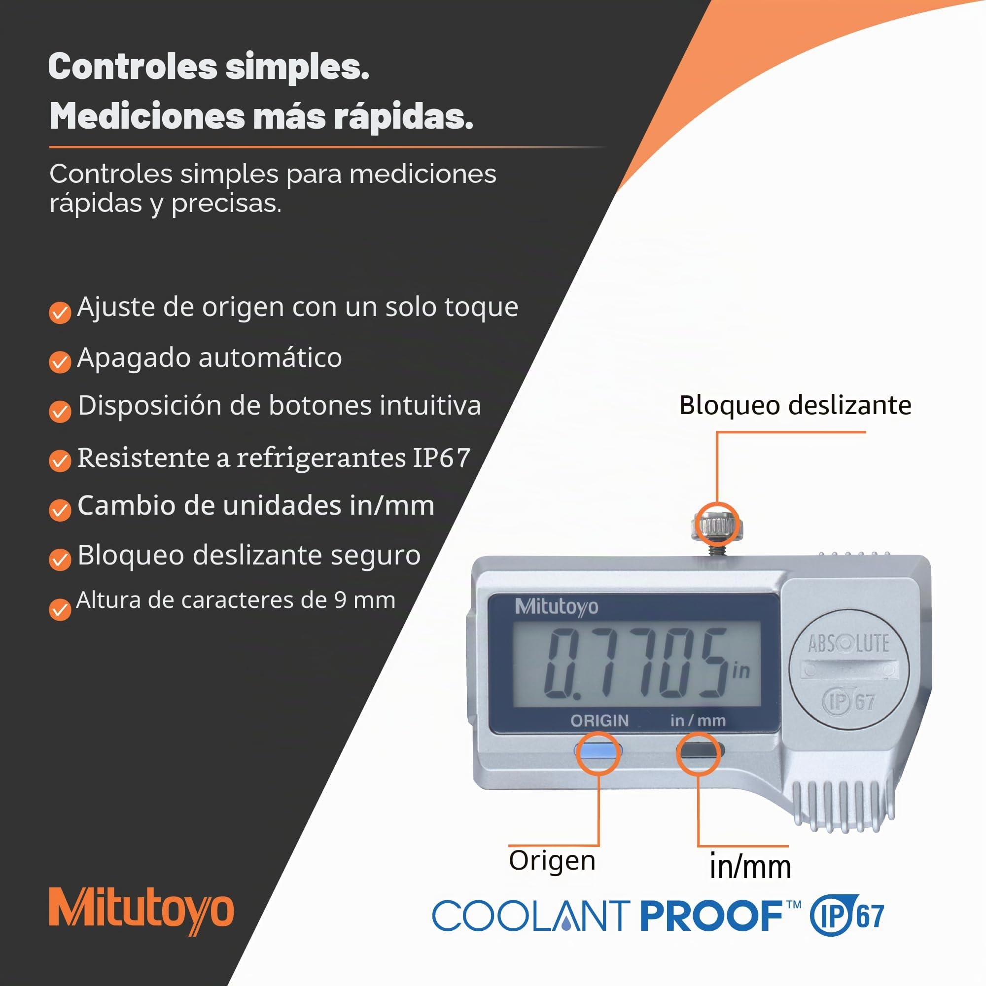 Mitutoyo 500-752-20 - Calibrador digimático, 0-15,24 cm, IP67, 0,01 mm, sin SPC