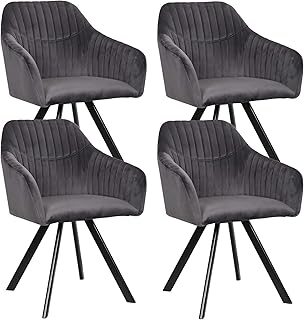EUGAD Sillas Comedor Vintage Diseño Nórdico Juego de 4 Silla de Cocina Tapizada con Patas Metálicas Asiento de Terciopelo Gris Oscuro