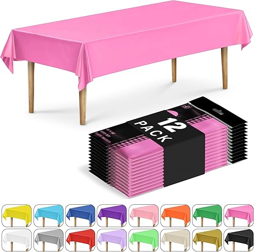 DecorRack 12 manteles rectangulares de plástico sin BPA, 54 x 108 pulgadas, manteles rectangulares para mesa de comedor, fiestas, pícnic, campamento