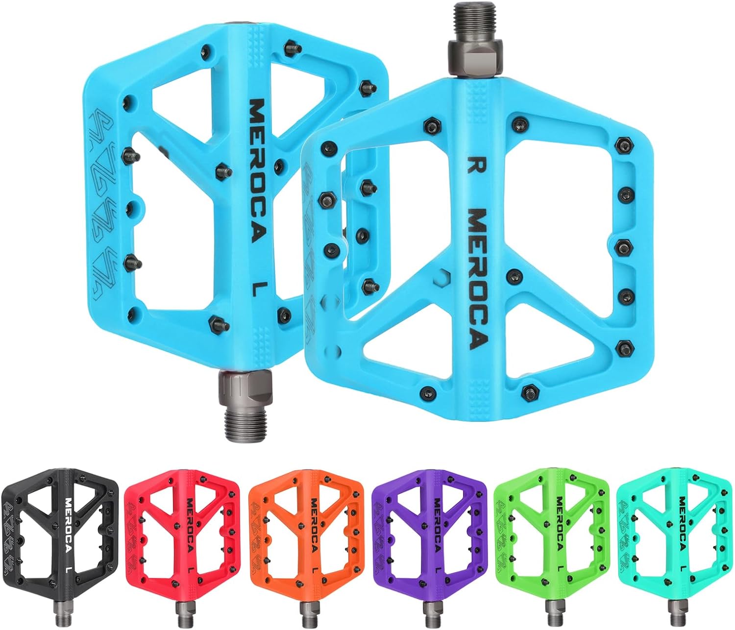 MEROCA Mountain Bike Nylon Pedals, Mountain Bike Pedals, Non-Slip Lightweight Nylon Fiber Bicycle Pedals