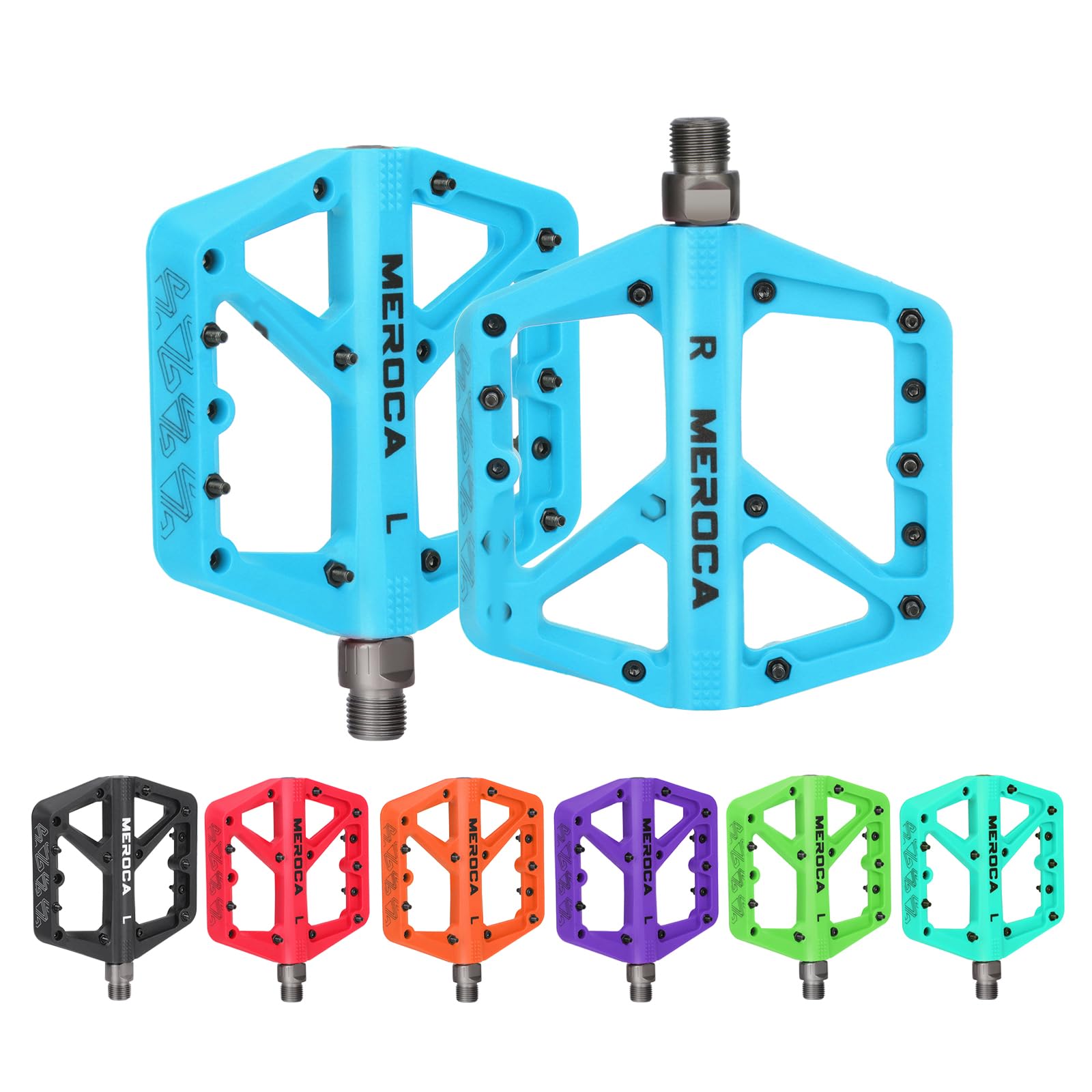 MEROCA Mountain Bike Nylon Pedals, Mountain Bike Pedals, Non-Slip Lightweight Nylon Fiber Bicycle Pedals (Green)