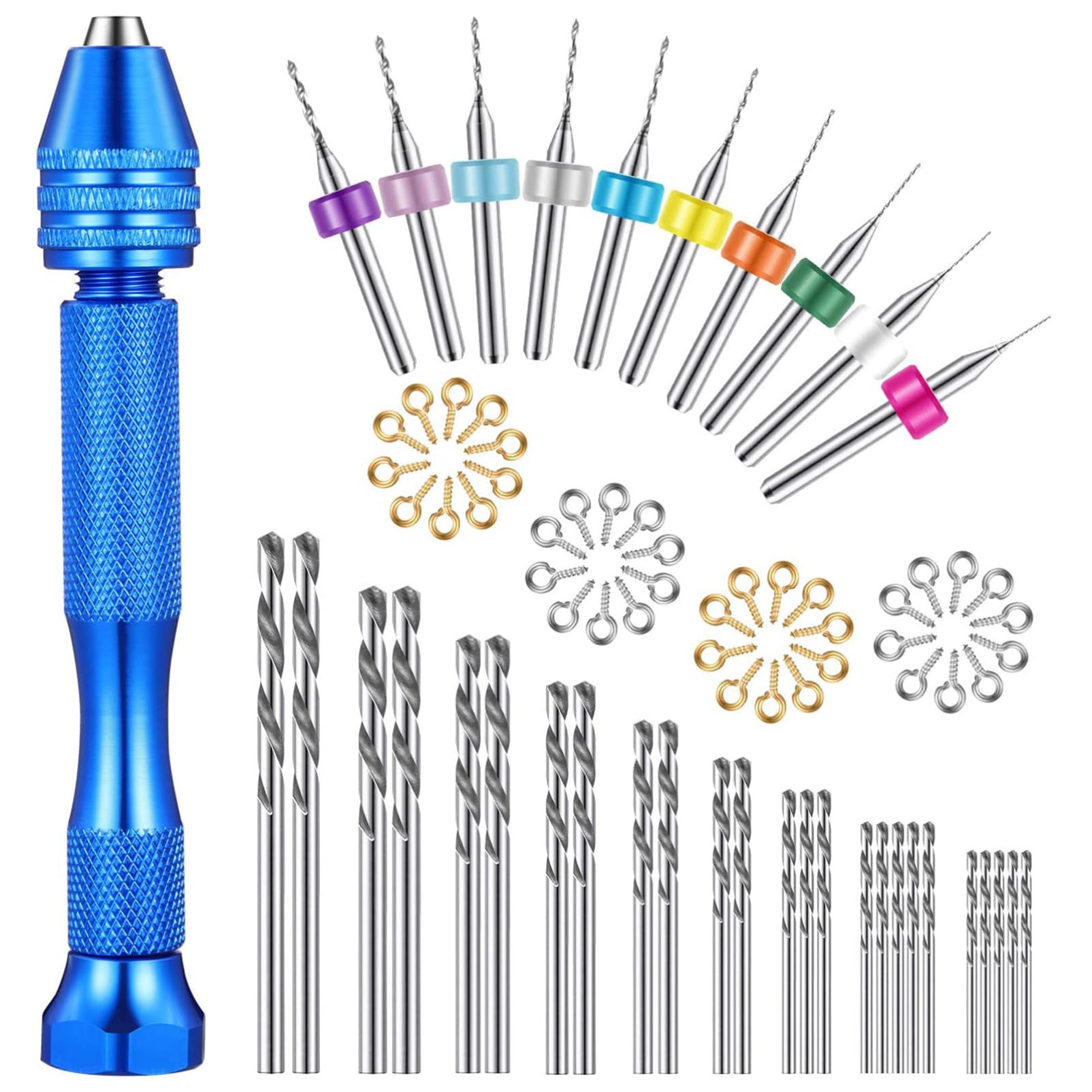 HOMSFOU 152pezzi Mini Punte Da Trapano e Trapano Manuale Utensili Rotanti Per Lavori Di Precisione e Fai Da Te e Morsa Per Modellismo e Assemblaggio Elettronico