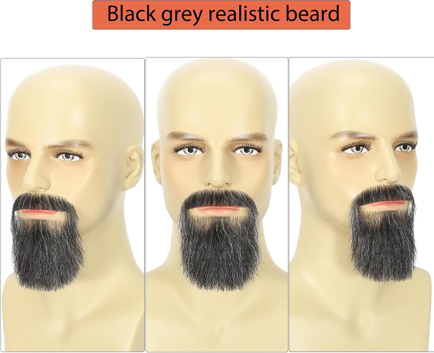 Fake Beard Fake Mustache Human Hair Full Hand Tied Lace Facial Hair Black Goatee Beard Festival Costume Beard Parties Cosplay