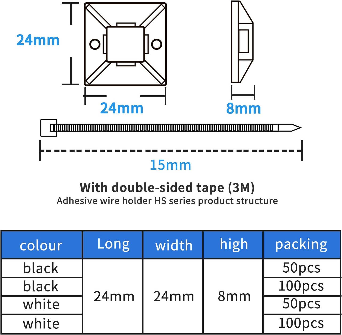 Gеt Sресіаl Prісе Strong-Adhesive-Backed Mounts Cable Tie Mounts Wire Tie Base Holders， Screw-Hole Anchor Point Provides Optimal Strength for long（50pack）