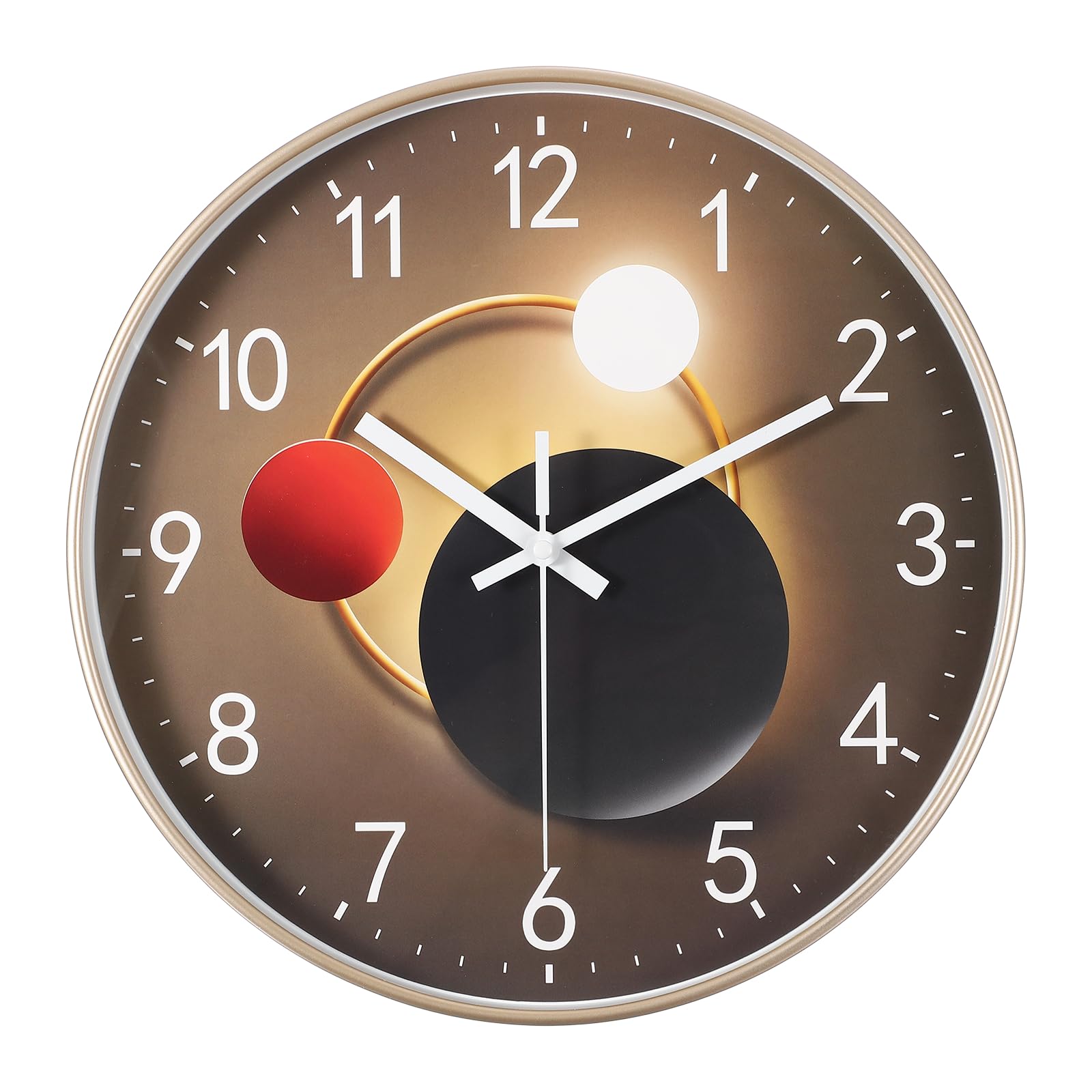 PATIKIL 12 Inch Modern Wall Clock, Silent Non-Ticking Wall Clocks Sweep Mechanism Battery Operated Modern Style for Office Home Living Room Kitchen Decoration, Gold White