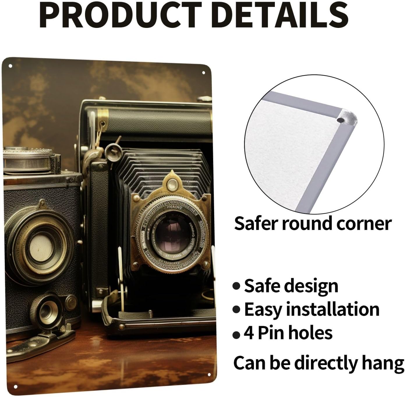 Metal Sign Vintage Funny Tin Sign Old Camera Metal Poster Decoration Signs Stylish Wall Art Outdoor Yard Signs for Home Living Room Bedroom Yard Wall Decor Gift 8x12 Inch image 3