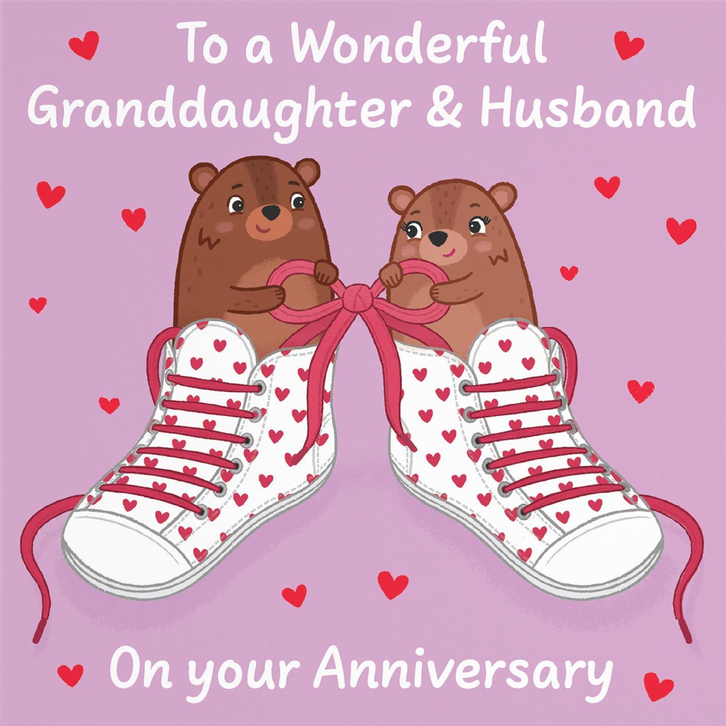 Hunts England - Cute Love Laces Granddaughter And Husband Anniversary Card - Fun Bears Anniversary Card - Love Story Collection - Image 2