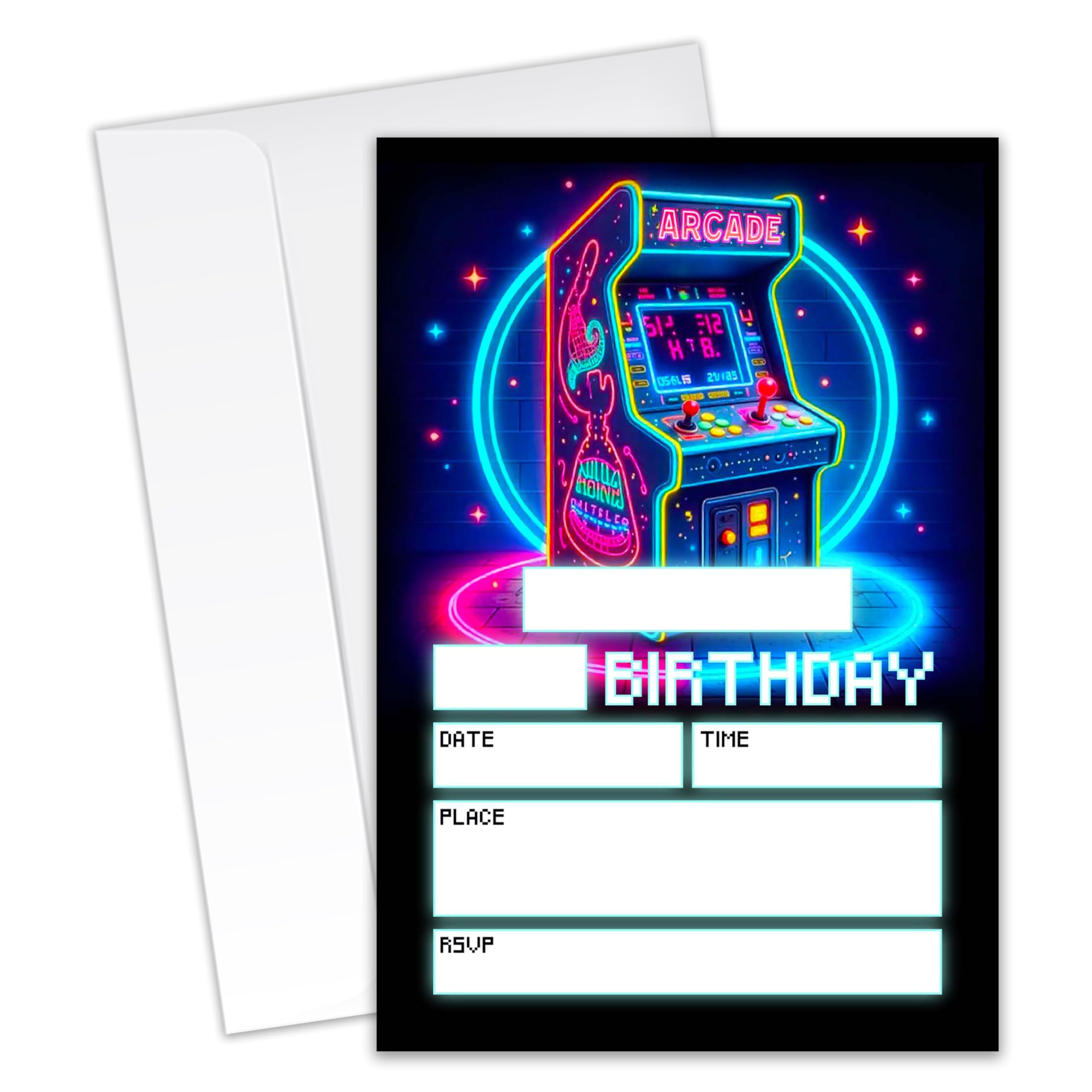 XZMBQ Arcade Birthday Party Invitations - 20 Invitation Cards 4