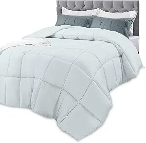Utopia Bedding Comforters Twin Size, All Season Duvet Insert, Down Alternative Box Stitched Bed Comforter with Corner Tabs, Machine Washable (Light Grey)