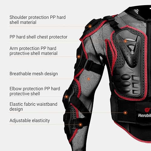 Miniatura 7 de HEROBIKER - Chaqueta de armadura completa para motocicleta, protección para la columna y el pecho, equipo de motocross, protector para motocicleta,