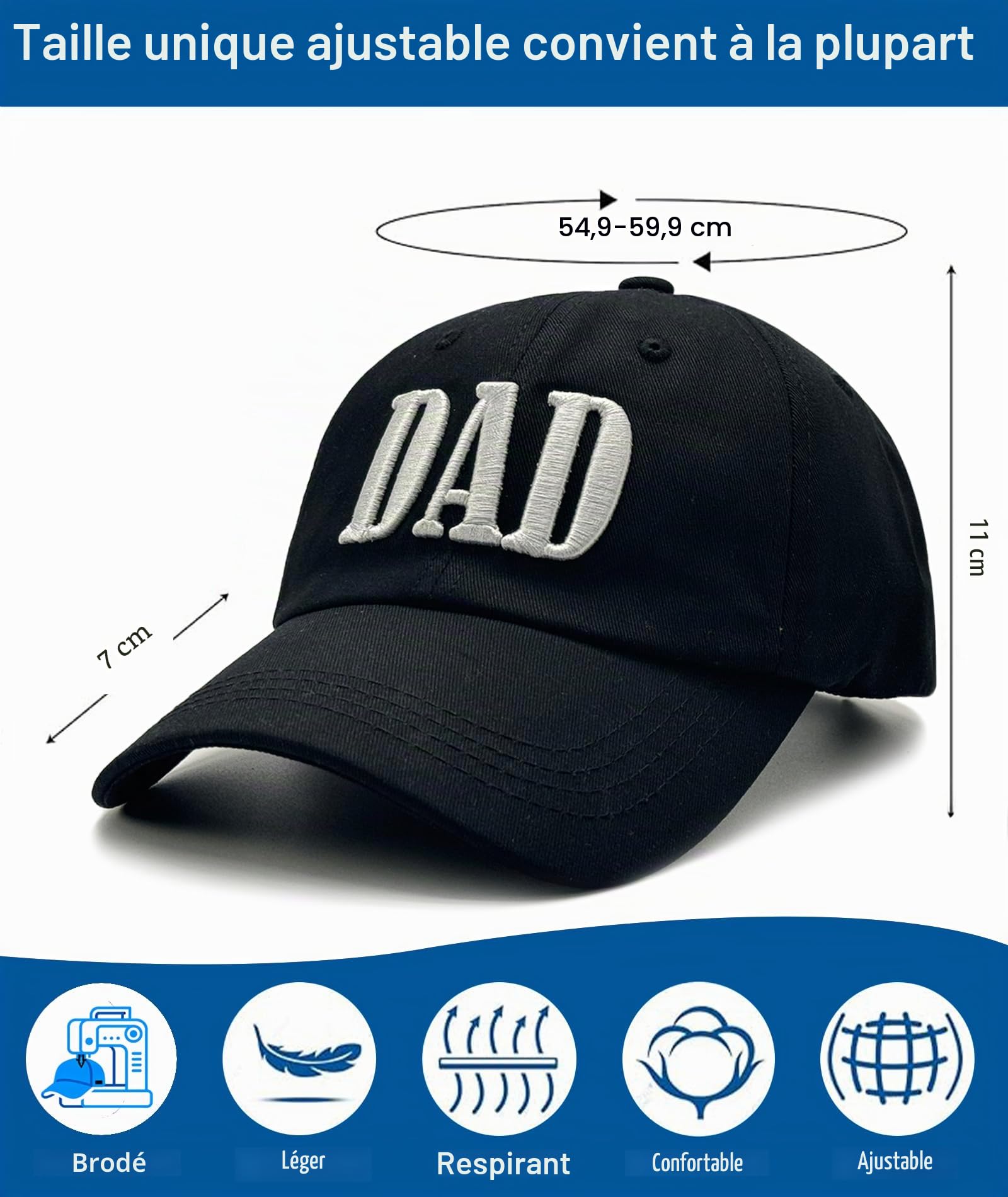 Sunlark Casquette de Baseball Papa, Dad Cap Broderie 3D Réglable Coton, Cadeau pour Papa, Fête des Pères Anniversaire Idée Cadeau de la Fille du Fils ou de Épouse