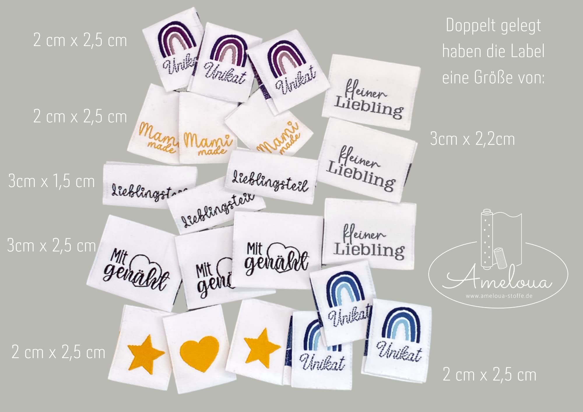 56 Stuks Love Handmade Labels - Wasbaar Microvezel Naailabels 8 Stijlen