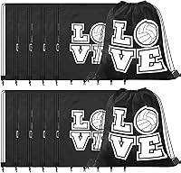 12 Pack Shappy Volleyball Drawstring Bags - 17 Inch Cinch Sacks for Sports Teams, Gym, Party Favors & Gifts