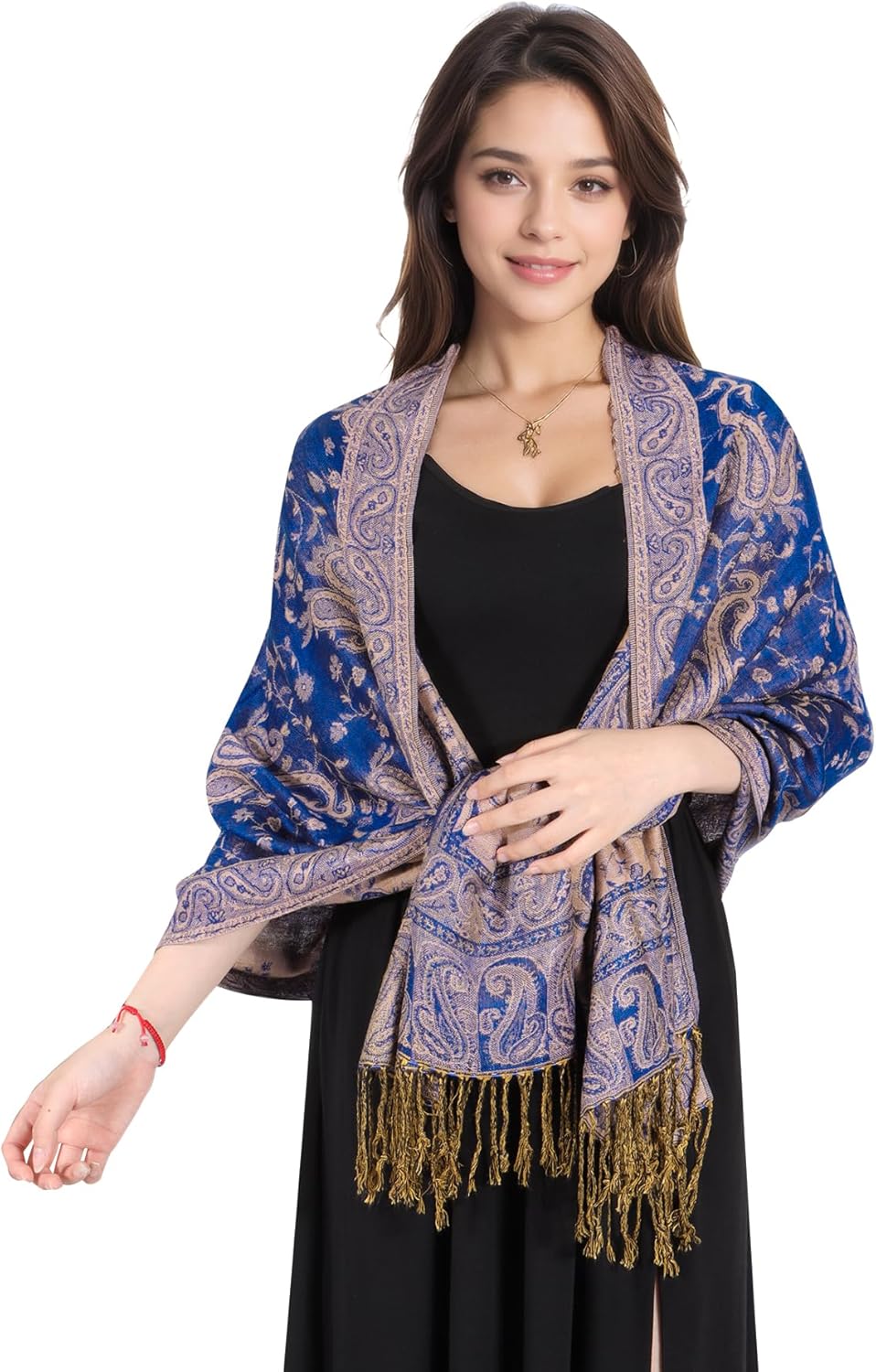 MUQU Women Pashmina Shawls and Wraps Scarf Soft Silky Reversible Paisley Scarves Shawl for Women - Image 5