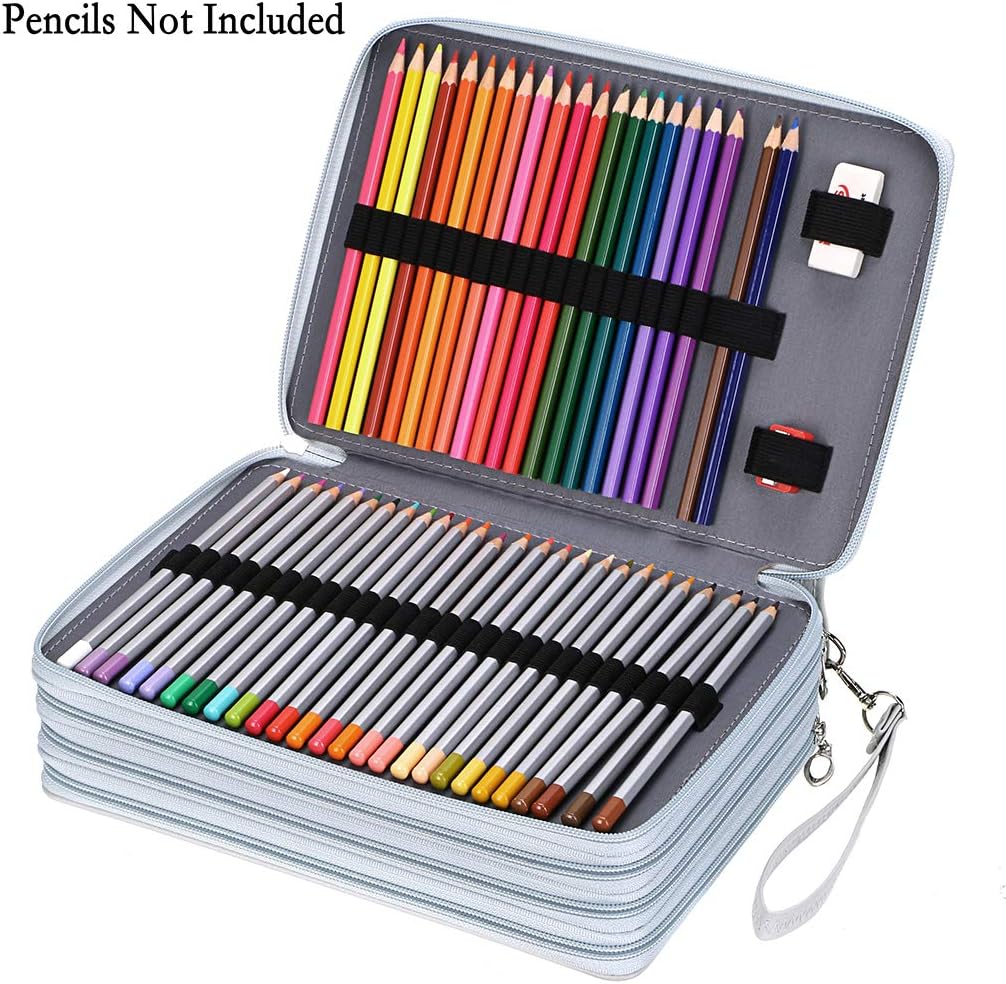 BTSKY 200 Slots Colored Pencil Organizer - Deluxe PU Leather Pencil Case image 2