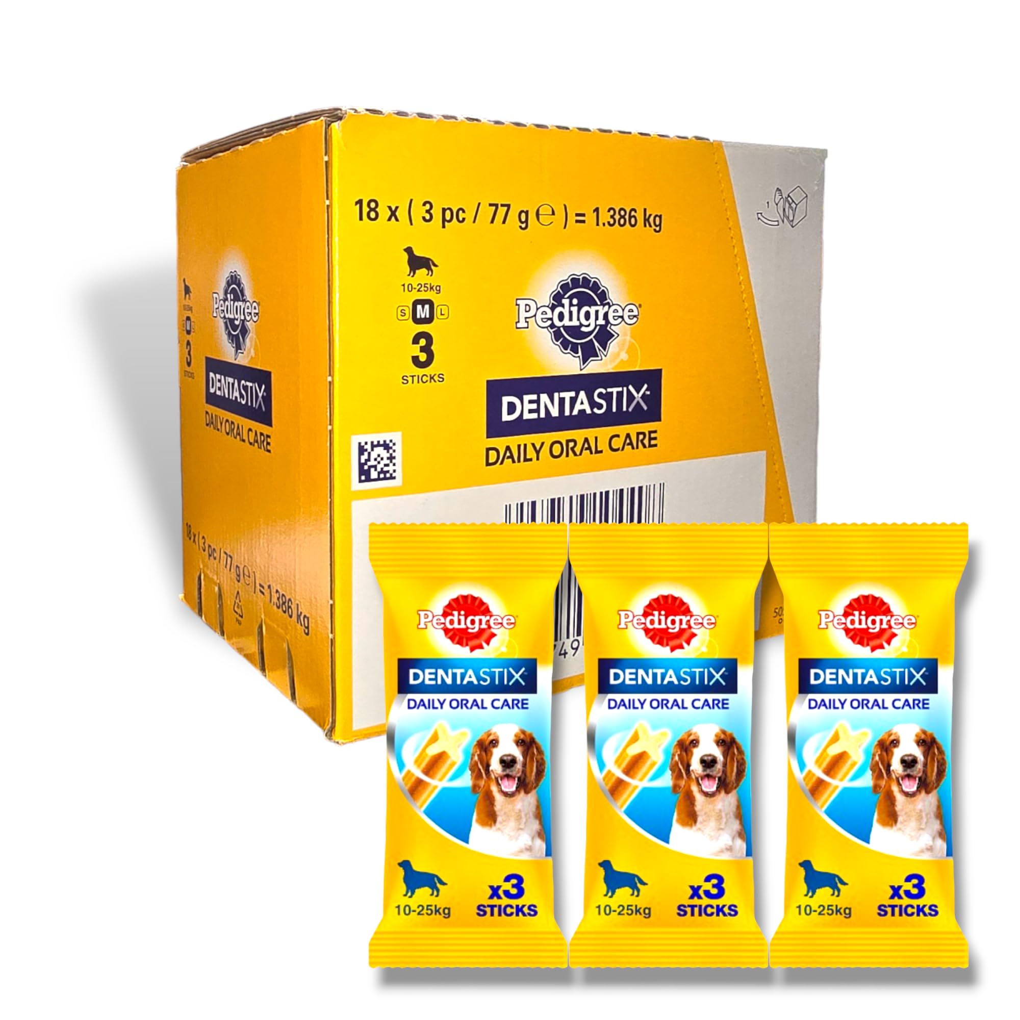 54 x Denta Sticks Functional Snacks, Daily Dental Chews for Medium Dogs (10-25 kg), Full Box