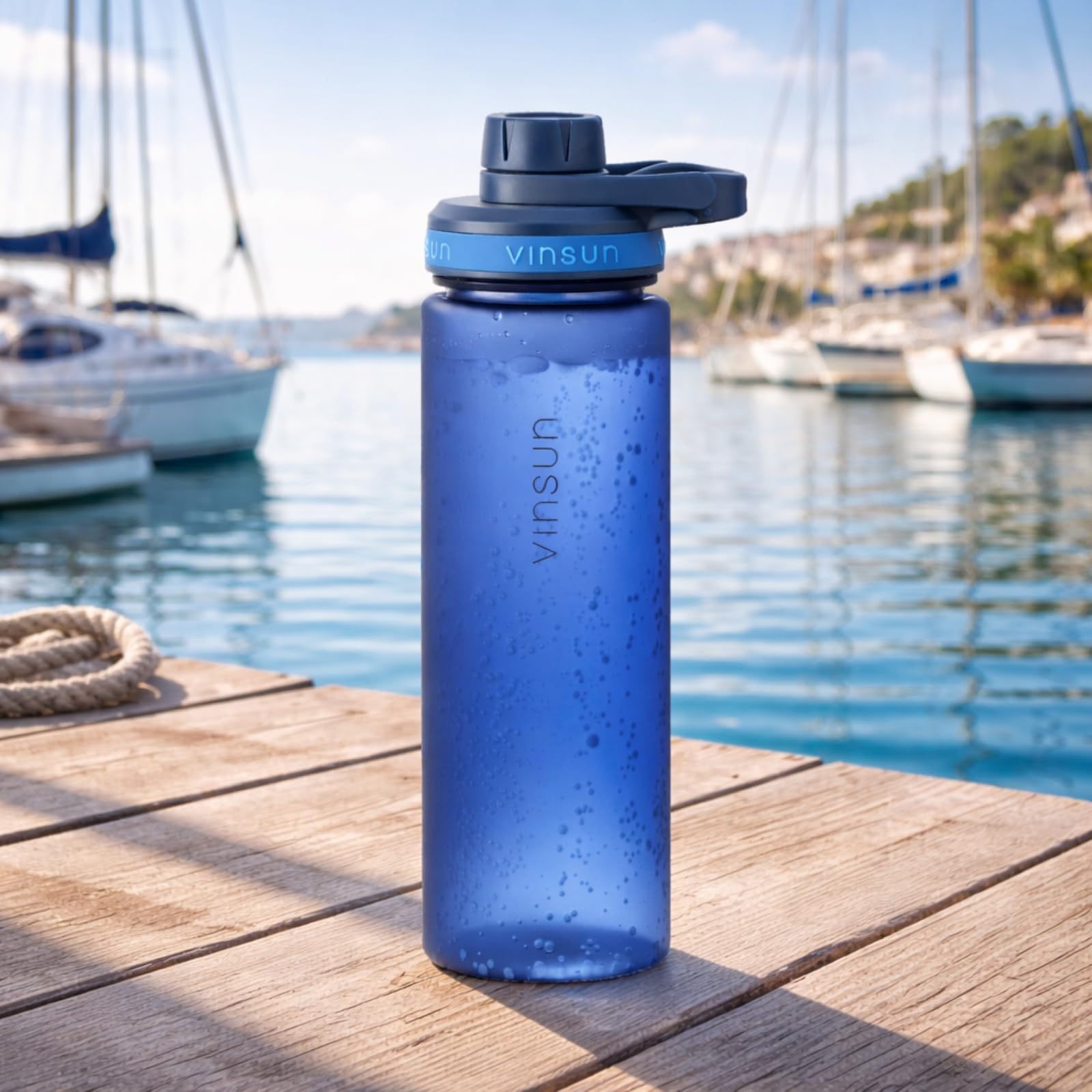 VINSUN Butelka na napoje, 750 ml, tritan, zabezpieczona przed wyciekiem, nadaje się do napojów gazowanych, bez BPA, lekka, smukła butelka na wodę do uprawiania sportu, szkoły, na uczelnię,