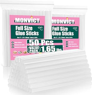 MONVICT Full Size Hot Glue Sticks, Pack of 50 (1.65lbs, Clear)