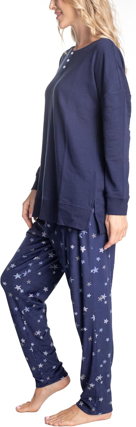 Hanes Midnights Long Sleeve Top and Pajama Loungewear Set, Multiple Colors, Multiple Sizes - Image 2