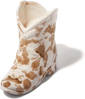 Scented Candles Glazed Ceramic Nashville Cowboy Boot Shaped Candle, 6-Ounce, Desert Peach