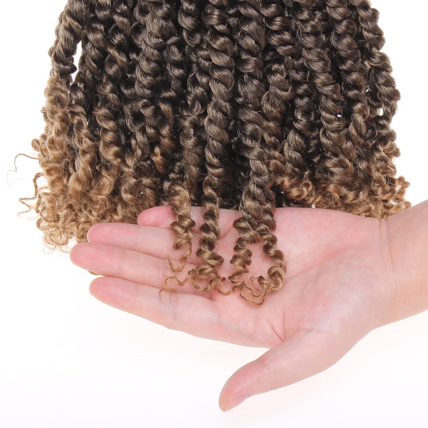 ZRQ 12 Inch Bomb Twist Braiding Hair 8 Packs Short Bohemian Hair for Passion Twists 12 Roots/Pack Ombre Blonde Pre-Twisted Passion Twist Crochet Braids Hair Extensions for Black Women T27#
