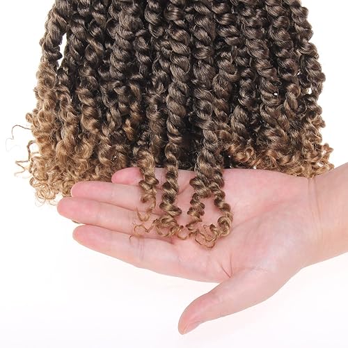 Miniatura 9 de ZRQ Goddess Passion Twist - Extensiones de cabello con extremo rizado de 10 pulgadas, extensiones de cabello pretrenzado, 8 paquetes de extensiones