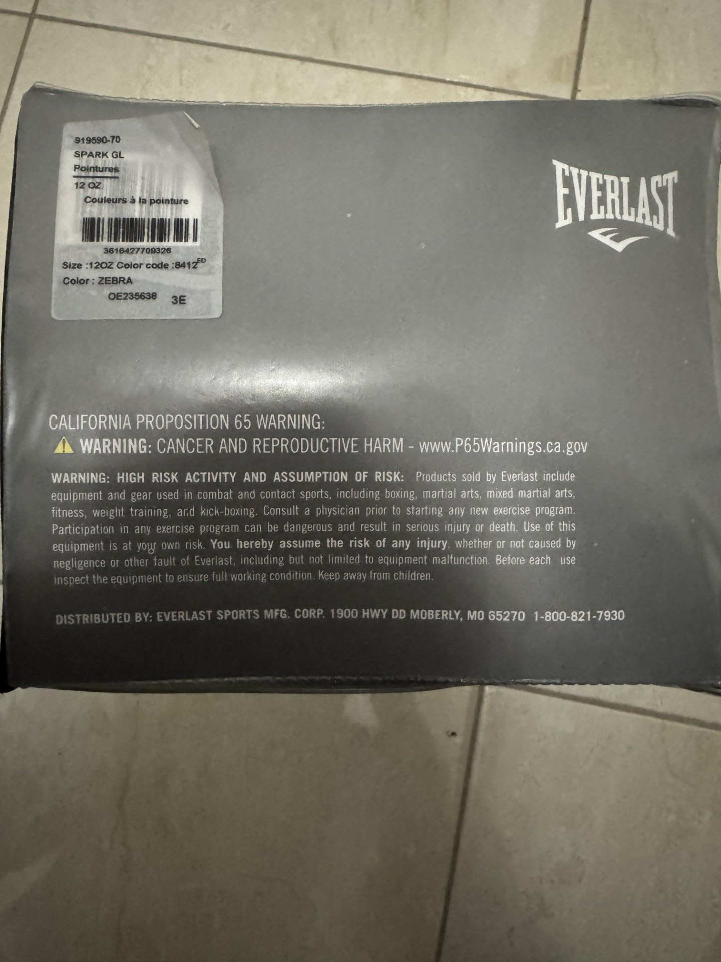 Everlast - Everlast Gants de Boxe Spark Unisexe Adultes, Motif Zèbre, Noir et Blanc 12OZ - DEPOTPUY-BOX6-31