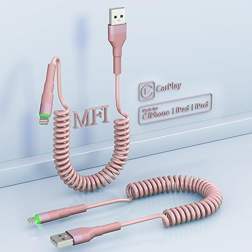 Cable Lightning en espiral para Apple Carplay, paquete de 2 cables de carga de iPhone para automóvil, certificado Apple MFi, cargador retráctil para disponible en Yaxa Costa Rica