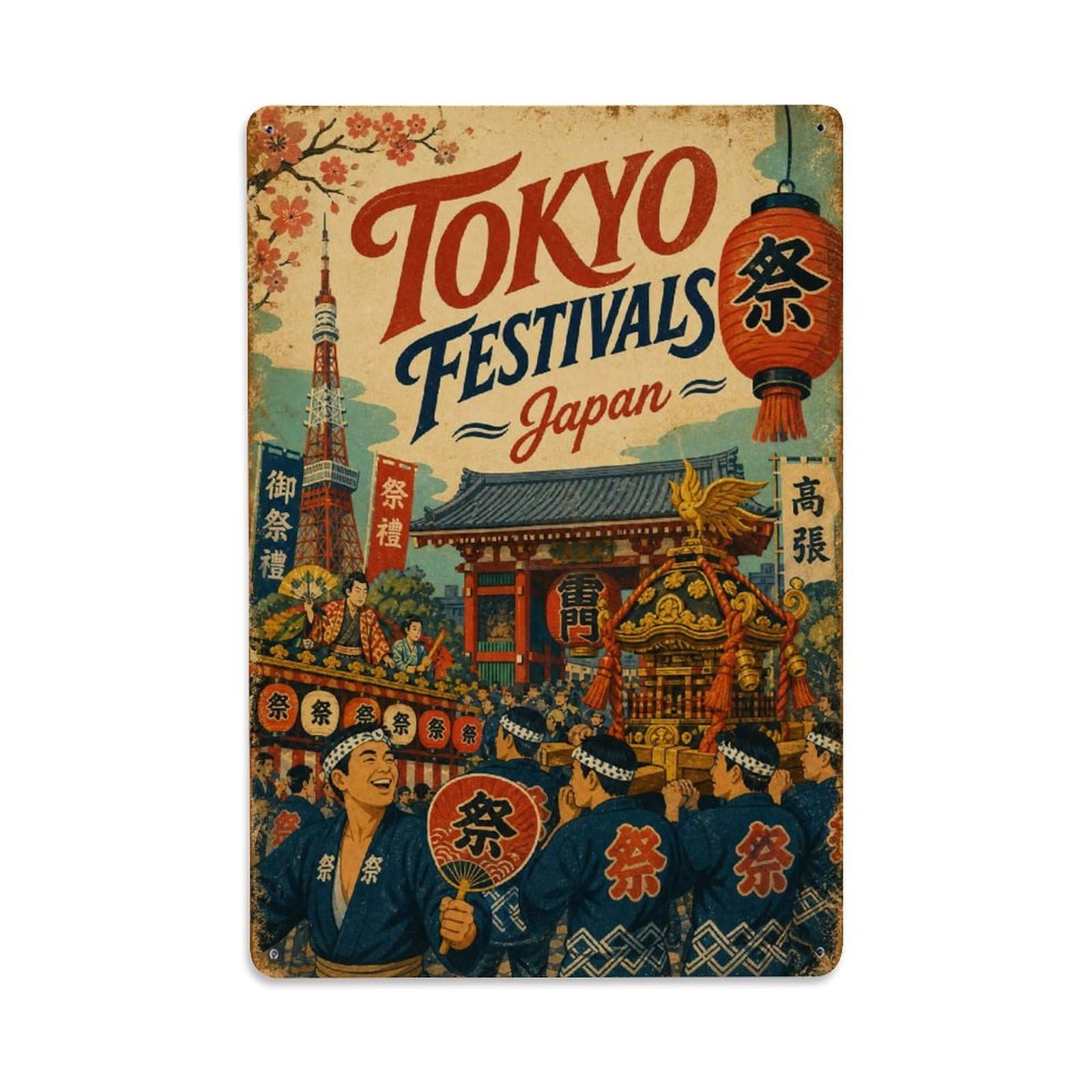 Gead 8X12inch Style Vintage Travel Tokyo Japan Festivals Metal Tin Sign