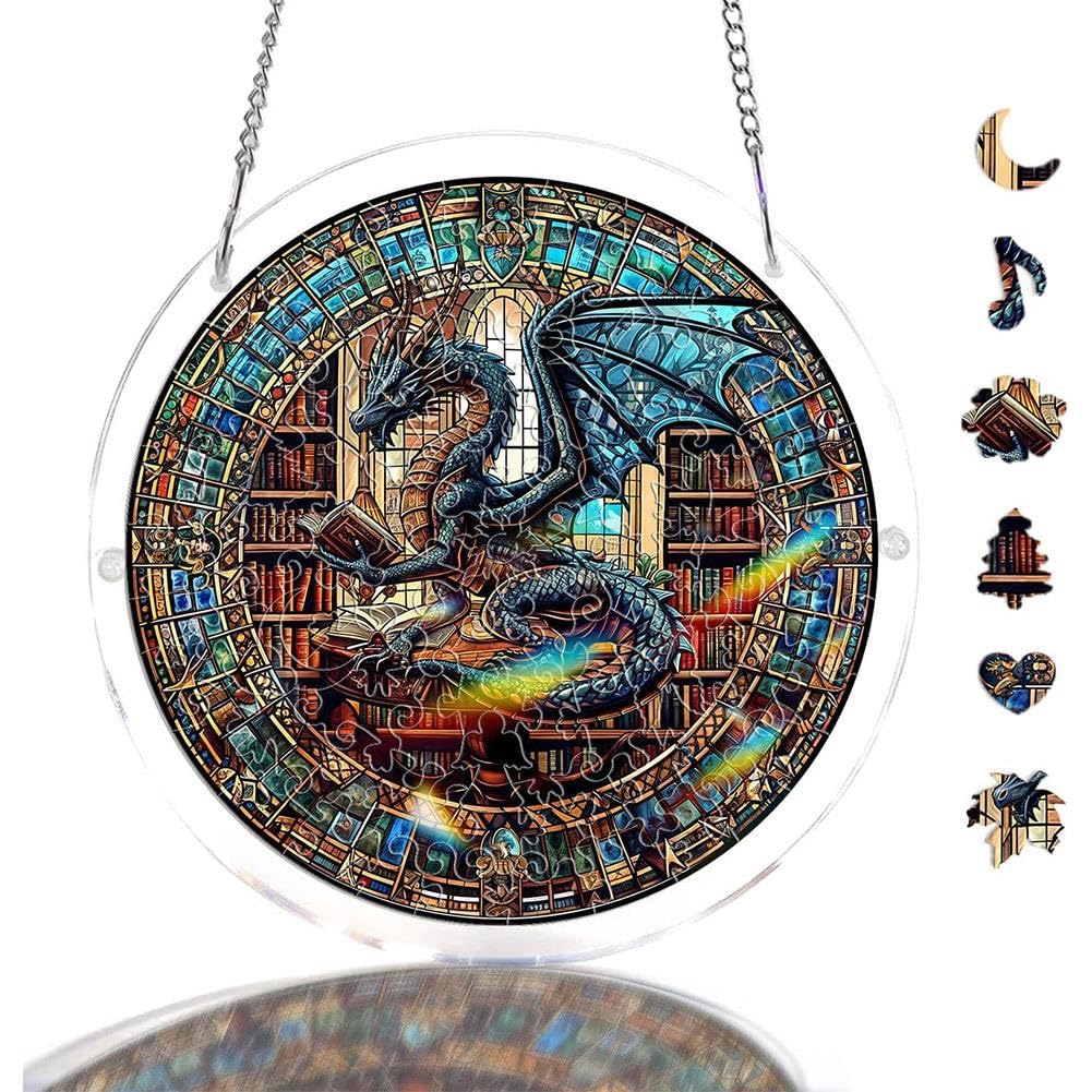 Acrylic Puzzles Suncatcher Window Hanging, Acrylic Puzzle for Adult, 83 Pieces Acrylics Jigsaw Puzzle Suncatcher, Colorful Flame Hummingbird Sun Catchers Window Hanging Panel (Style F) — view 11