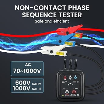 EITAI1000C Non-Contact Phase Rotation Meter, AC 70V-1000V, 0.6inch/16mm, Manufacturer Direct Sales, Phase Sequence Tester