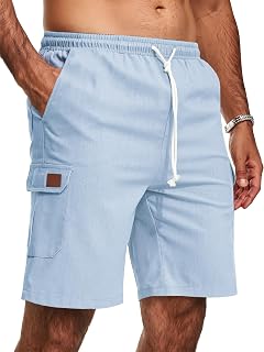 Men's Lightweight Linen Summer Shorts and Shorts with Cargo Pockets