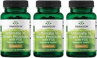 Swanson Dr. Stephen Langer's 16-Strain Probiotic with Prebiotic FOS for Gut-Health-Conscious Adults with 3.2 Billion CFU (60 Vegan Capsules, 3 Pack)