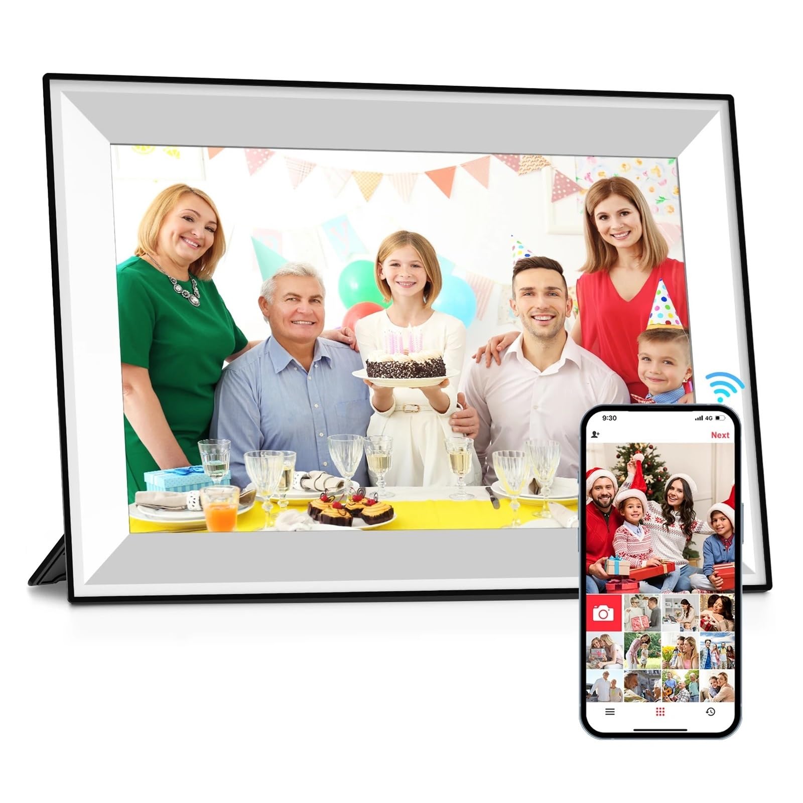 Cadre Photo Numérique 10,1 Pouces WiFi Album Électronique Intelligent Intégré 32 Go for Offrir Un Tactile Une ExpéRience Visuelle Exquise(64GB)
