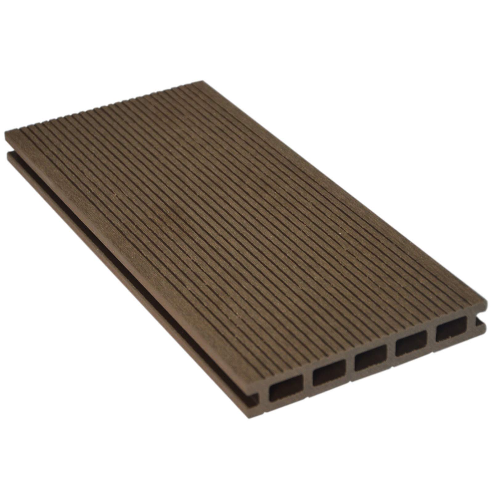 HORI WPC/BPC Terrassendielen Komplettset - Hohlkammerdiele Bali Braun - Inkl. auswählbare Unterkonstruktion & Clips - Wetterfest, pflegeleicht & rutschhemmend - Dielenlänge 4 m - Fläche 16 m²
