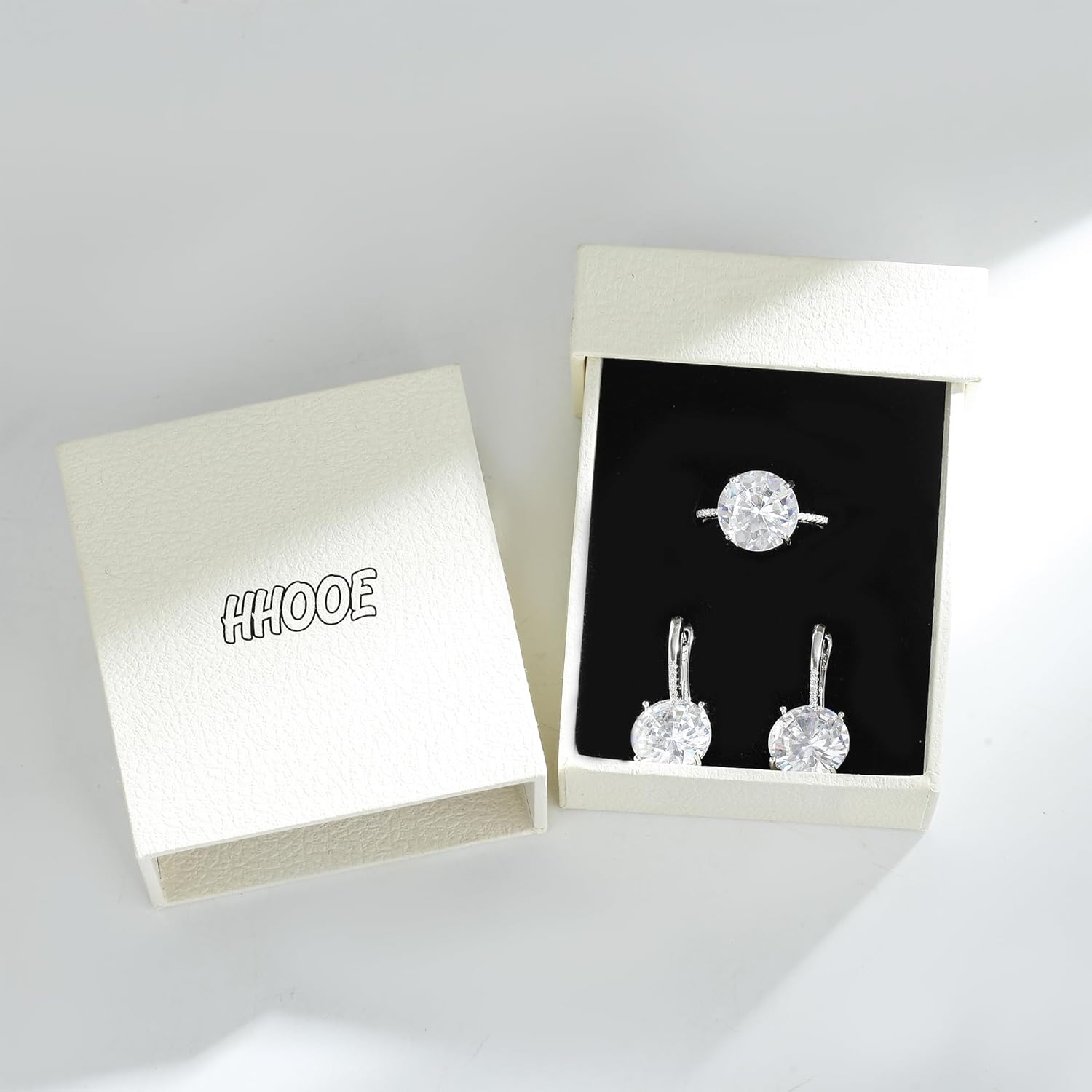 Jewelry Sets for Women Bride's Rhinestone opening Ring and Earring Set Silver-Plated Wedding Accessories Suitable for Women Hypoallergenic Jewelry - Image 7