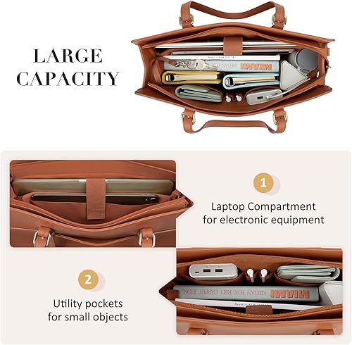 Miniatura 3 de ECOSUSI - Bolsa para computadora portátil de 156 pulgadas bolsa de trabajo para oficina negocios viajes Negro, Marrón, gris