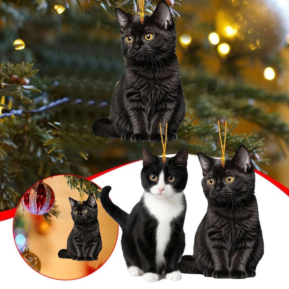 Katzen Ornament Personalisiertes Weihnachten - Schwarze Katze Aus Polyresin  Für Christbaum Weihnachtsgeschenk Katzenliebhaber, image size:1001x1001