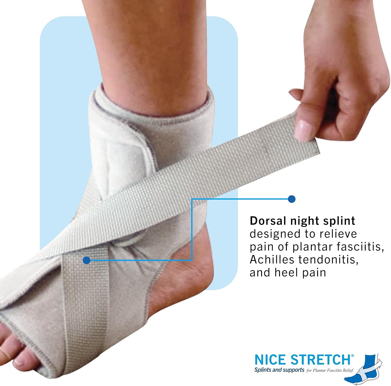 Brownmed Nice Stretch X Lite - Dorsal Foot & Ankle Night Splint for Plantar Fasciitis & Tendonitis - Adjustable Universal Fit - Image 2