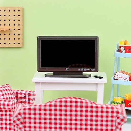 Miniatura 4 de 2 piezas de muebles en miniatura para casa de muñecas 1:12, casa de muñecas en miniatura, TV con control remoto, mini modelo de juguete, accesorios