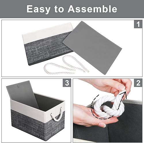 Vista 33 de Fab totes Contenedores de almacenamiento [paquete de 3], cestas de almacenamiento plegables para organizar juguetes, libros, estantes, armario, caja