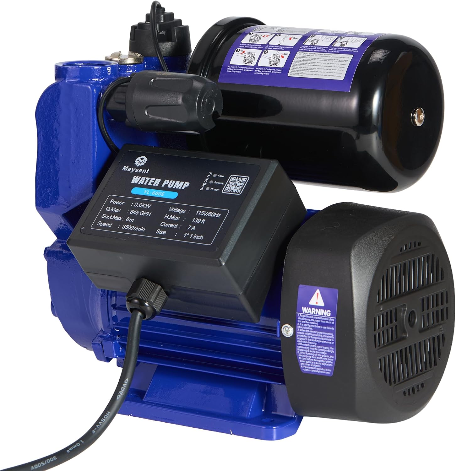 Maysent YL-600E 0.8 HP, 845 GPH, 115V,Premium Cast Iron Shallow Water well Booster Jet Pump