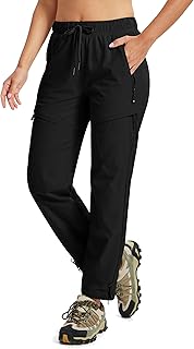 Wanderhose Damen Outdoorhose Cargo UV-Schutz Trekkinghose Stretch-Hose Leichte Funktionshose mit 5 Reißverschlusstaschen