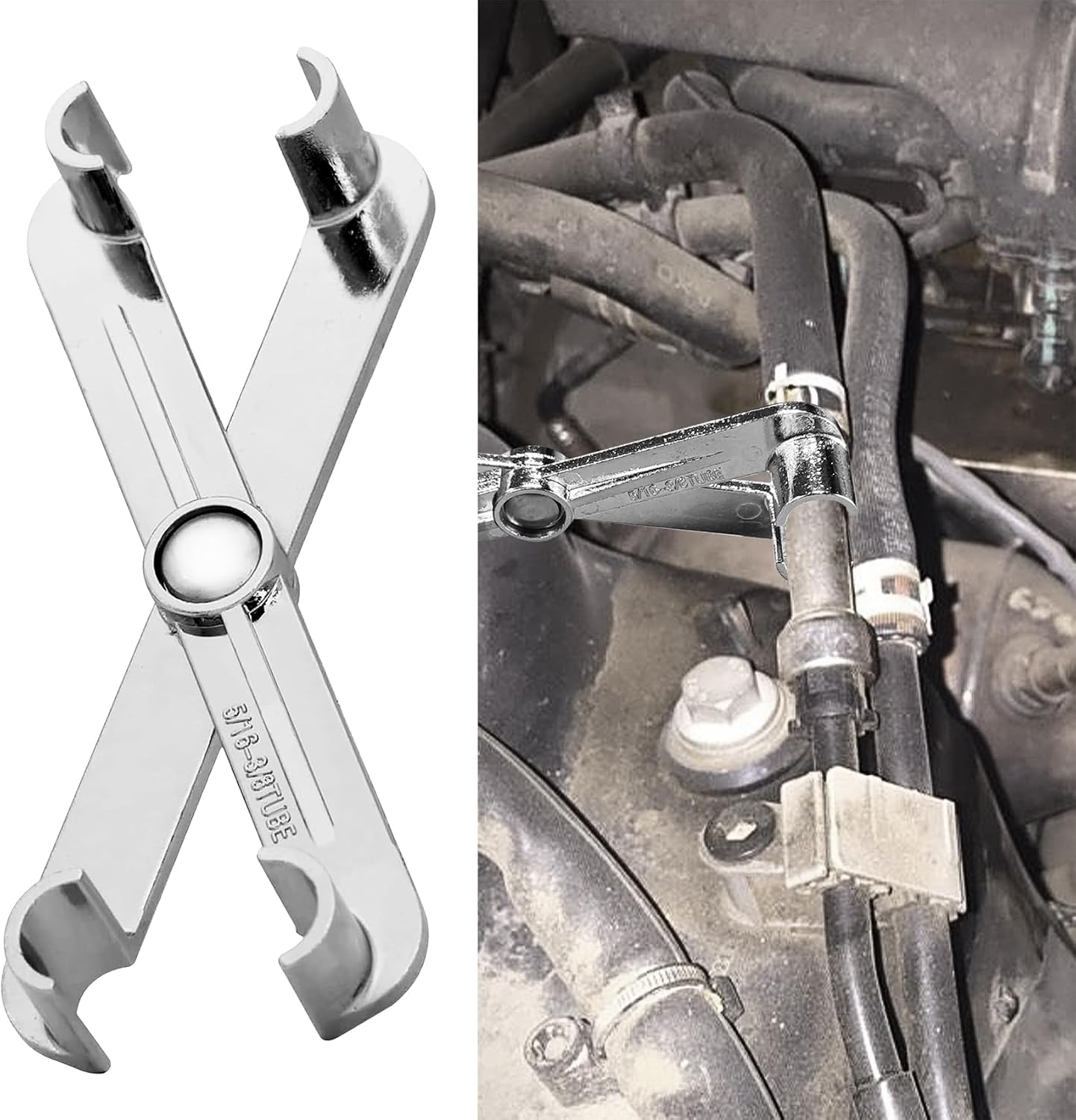 Fuel Line Disconnect Scissor Tool Set for 3/8 Inch and 5/16Inch, Fuel Line Disconnect Tool, Quick Disconnection A/C Line Transmission Line Remover Tool, Car Accessories for GM Ford Mazda